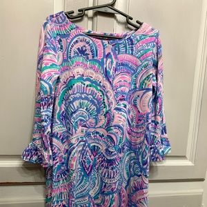 Lilly Pulitzer Mini Sophie Dress Girls Med 6-7 Blues/Pink Knit